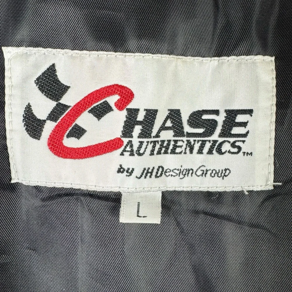 Vintage Jeff Hamilton x Dale Jr. Black Leather Racing Jacket Men's Large NASCAR